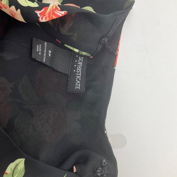 Petite Sophisticate 8P Y2K Black Floral Maxi Dress Sleeveless Fit & Flare Fairy - Picture 12 of 12